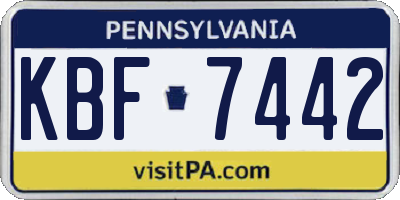 PA license plate KBF7442