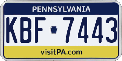 PA license plate KBF7443