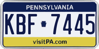 PA license plate KBF7445