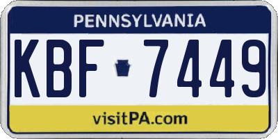 PA license plate KBF7449