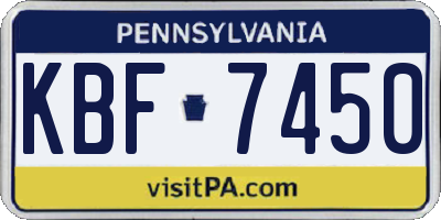 PA license plate KBF7450