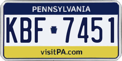 PA license plate KBF7451