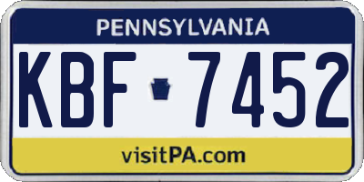PA license plate KBF7452