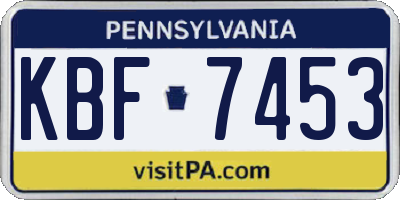 PA license plate KBF7453