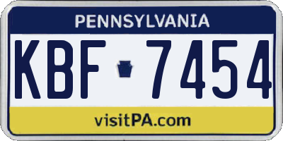 PA license plate KBF7454