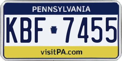 PA license plate KBF7455