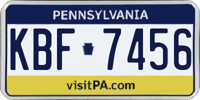 PA license plate KBF7456