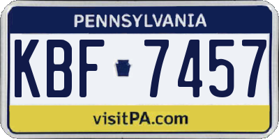 PA license plate KBF7457