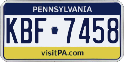 PA license plate KBF7458