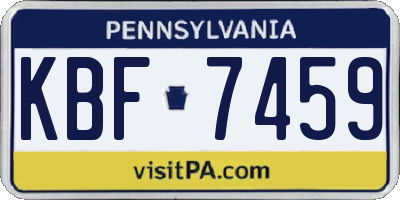 PA license plate KBF7459
