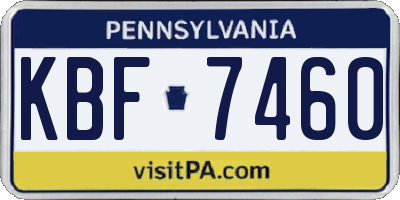 PA license plate KBF7460