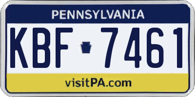PA license plate KBF7461