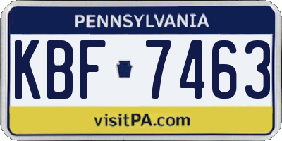 PA license plate KBF7463