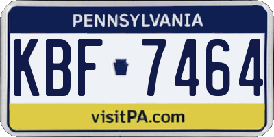 PA license plate KBF7464