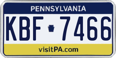 PA license plate KBF7466
