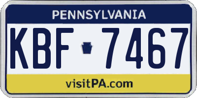 PA license plate KBF7467