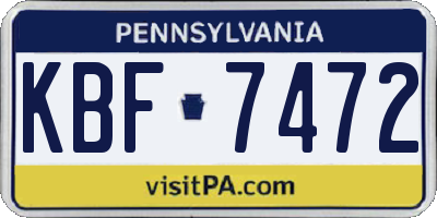 PA license plate KBF7472