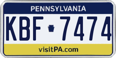 PA license plate KBF7474