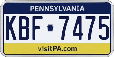 PA license plate KBF7475