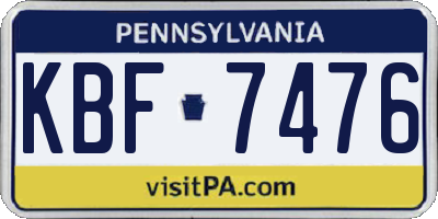 PA license plate KBF7476