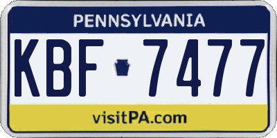 PA license plate KBF7477