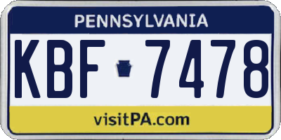 PA license plate KBF7478