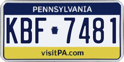 PA license plate KBF7481