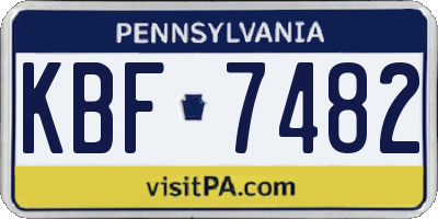 PA license plate KBF7482