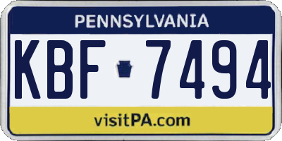 PA license plate KBF7494