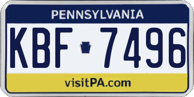 PA license plate KBF7496