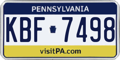 PA license plate KBF7498