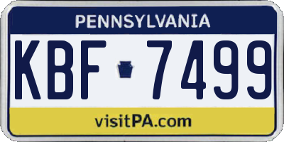 PA license plate KBF7499