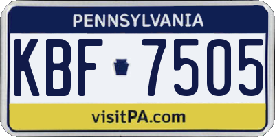 PA license plate KBF7505