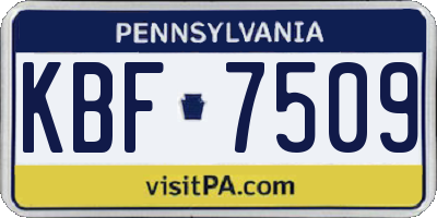 PA license plate KBF7509