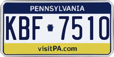 PA license plate KBF7510