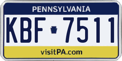 PA license plate KBF7511