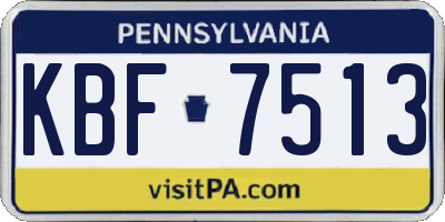 PA license plate KBF7513