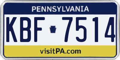 PA license plate KBF7514