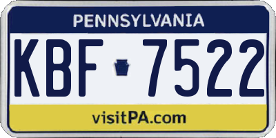 PA license plate KBF7522
