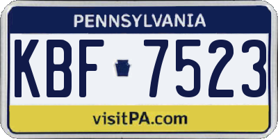 PA license plate KBF7523