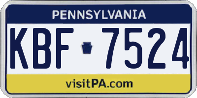 PA license plate KBF7524