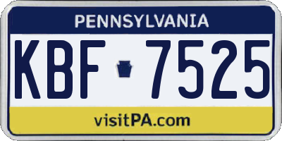 PA license plate KBF7525