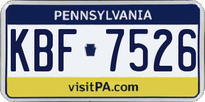 PA license plate KBF7526