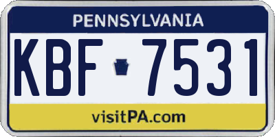 PA license plate KBF7531