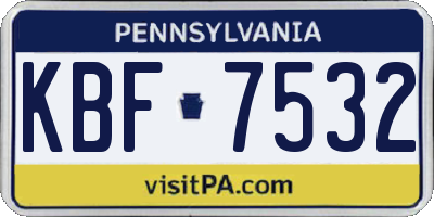 PA license plate KBF7532