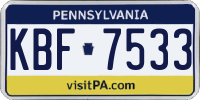 PA license plate KBF7533