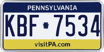 PA license plate KBF7534