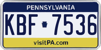 PA license plate KBF7536