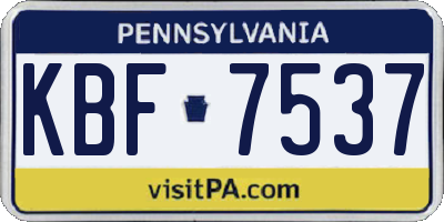 PA license plate KBF7537