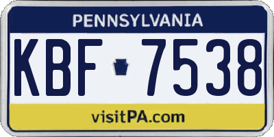PA license plate KBF7538